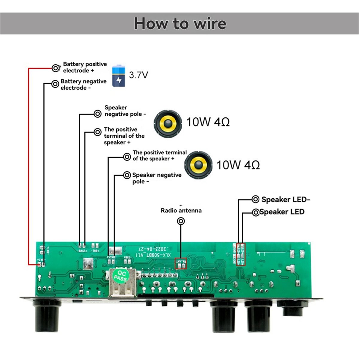 Diy Speaker - güncelleme. 2X10W 3.7V Amplifikatör Kurulu Kare