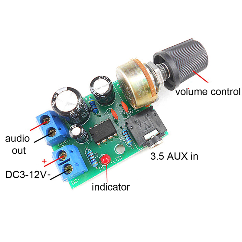 Volume Control Board - 【C】LM386 10W Ses Amplifikatör Kartı Mono
