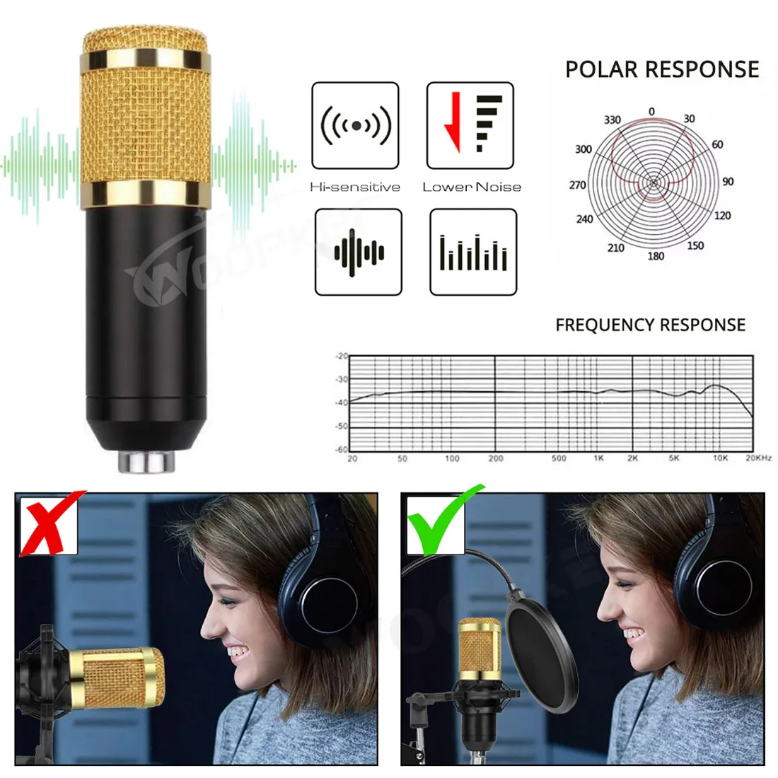Woopker profesyonel kondenser  - Condenser Microphone Kit incelemesi ve fiyatı